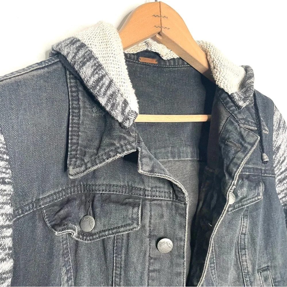 Free People | Knit Hooded Denim Jacket - Picture 7 of 11